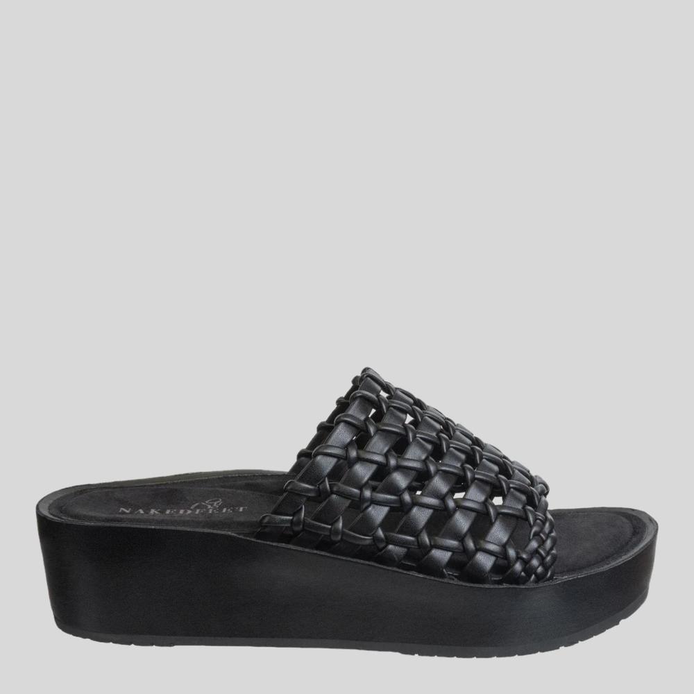 NEW NAKED FEET women's cyprus platform sandals in black